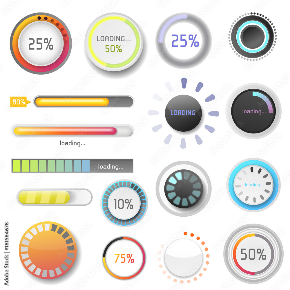 Stockvector Progress loading bar indicators download progress ui-ux web ...