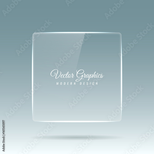 Glass banner. Transparent geometric shapes.