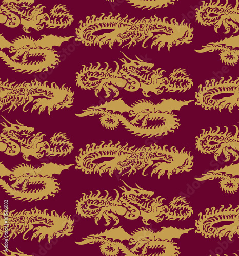 Seamless pattern with dragons. Vector
