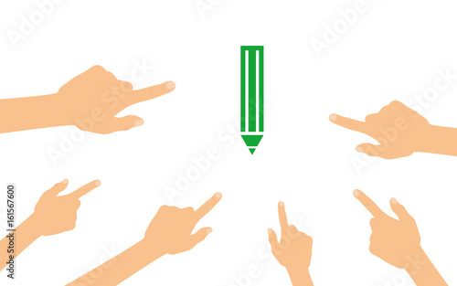Hände zeigen auf - Bleistift