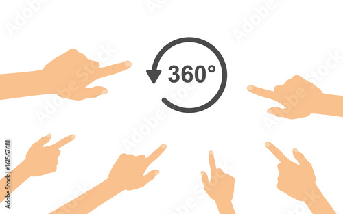 Hände zeigen auf - 360 Grad