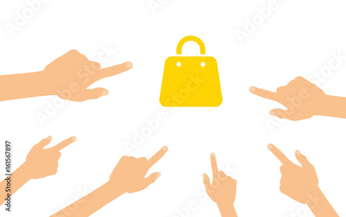 Hände zeigen auf - Handtasche - Shopping