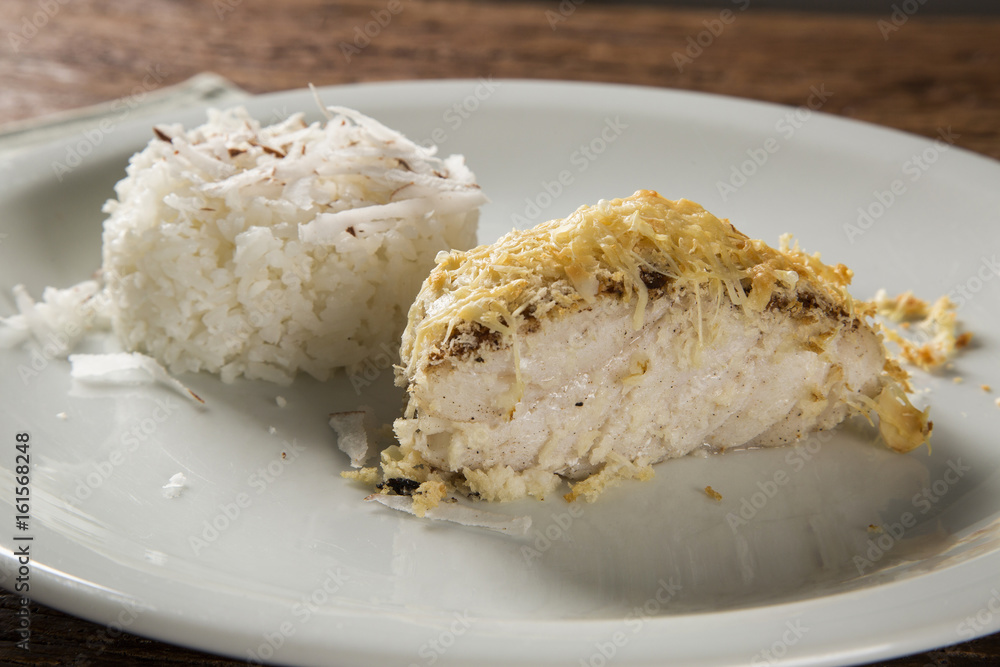 Fillet of haddock with coconut rice