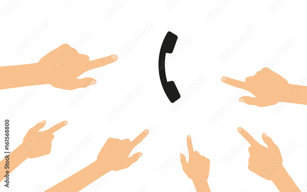 Obraz premium Hände zeigen auf - Telefon