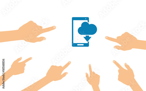 Hände zeigen auf - Handy Wolke download