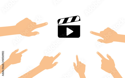 Hände zeigen auf - Flimklappe - Filmdreh