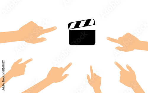 Hände zeigen auf - Filmklappe