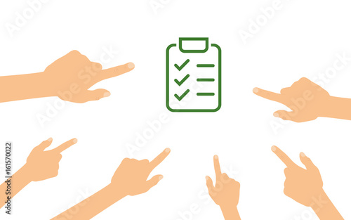 Hände zeigen auf - Checkliste