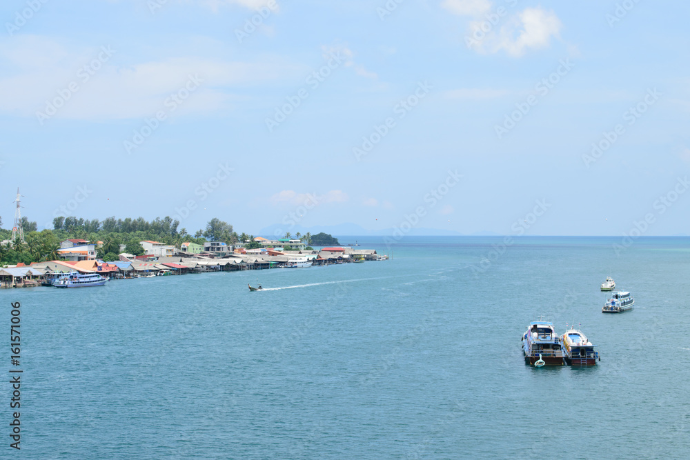 Travel by  boat at saladan