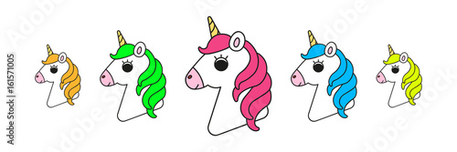 Bunte Einhornköpfe Set