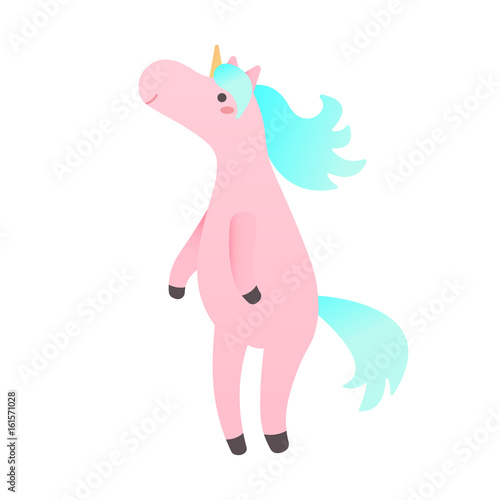 Einhorn steht auf zwei Beinen