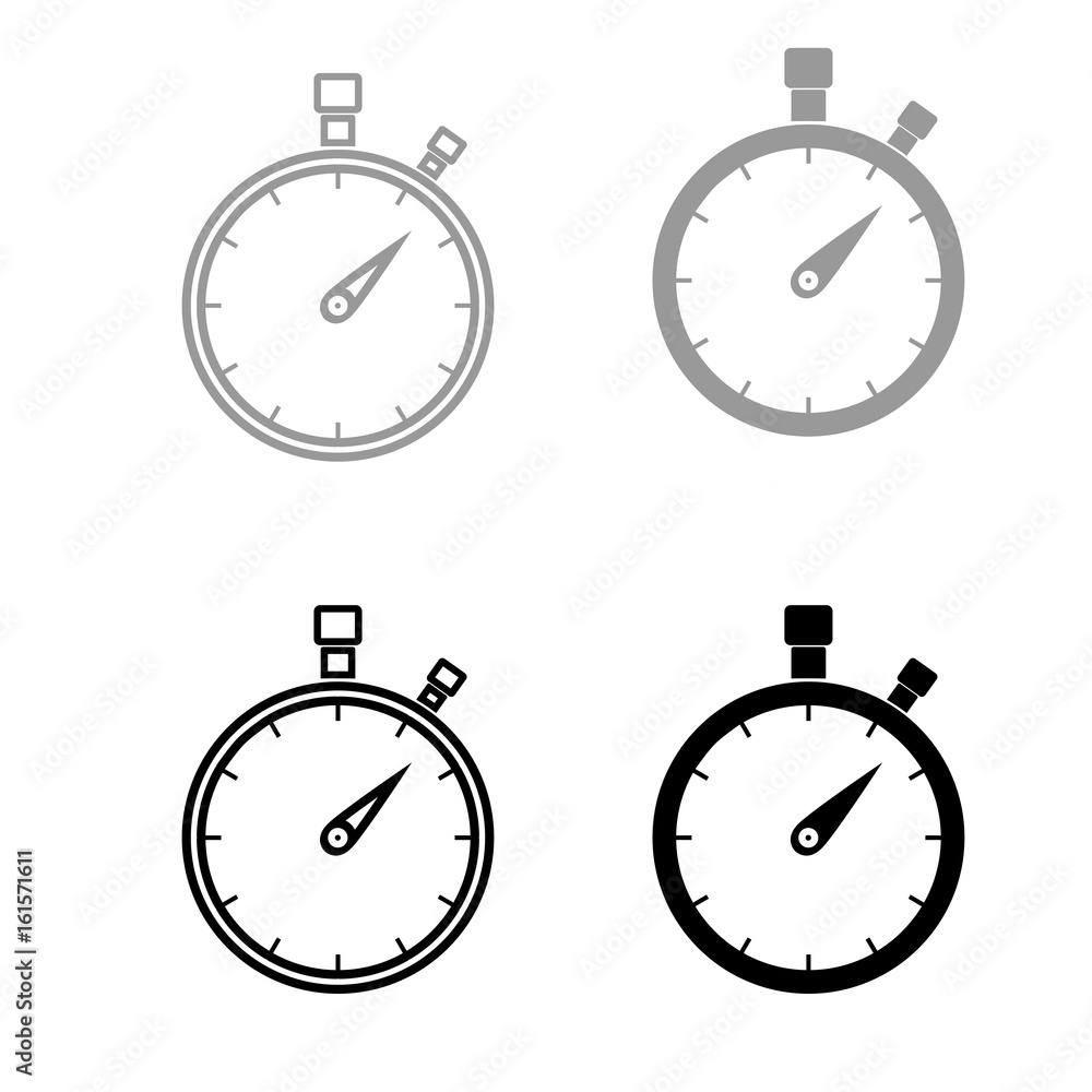 The stopwatch the black and grey color set icon . The stopwatch the black and grey color set icon .