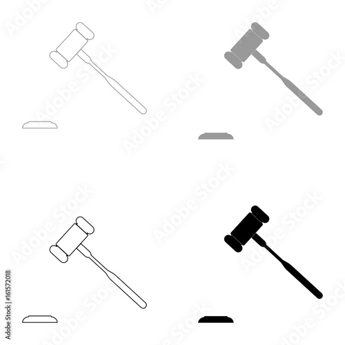 The judicial hammer   the black and grey color set icon .