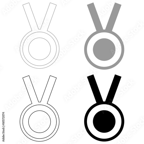 Medal   the black and grey color set icon .