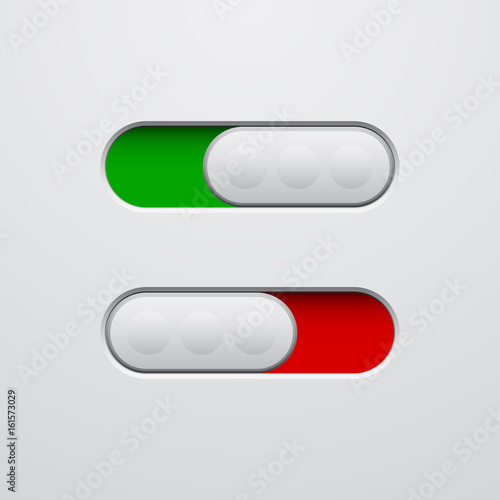 Set of slide button in on and off position, vector illustration
