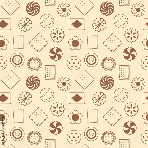 seamless pattern of cookies, biscuit and cracker. suitable for use as wrapping paper,  greeting card or backdrop of party