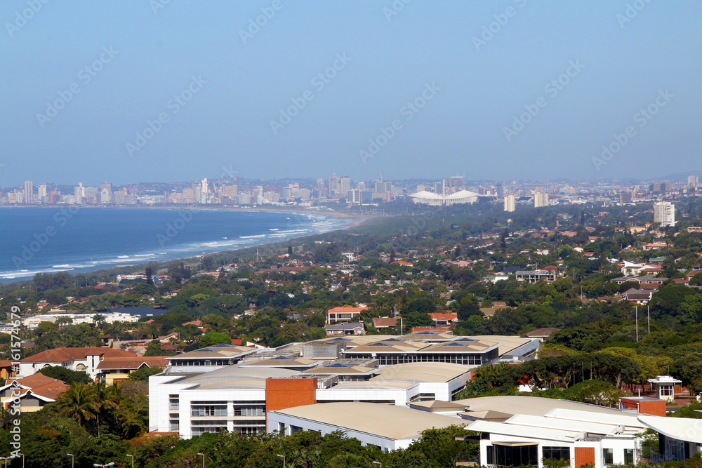 Urban Coastal Landscape Against Blue Durban City Skyline