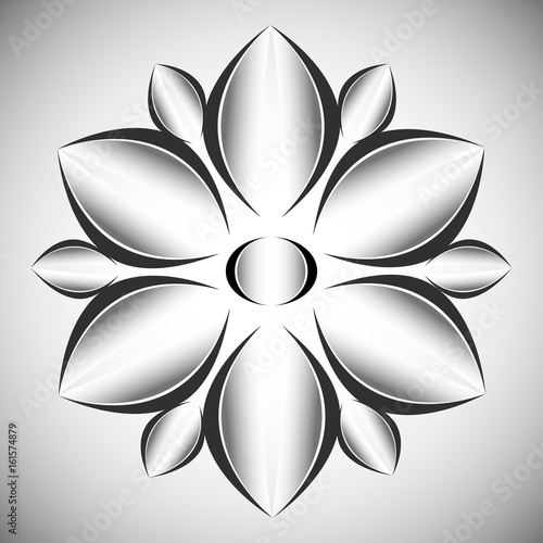 ornament in the shape of a flower cut from a sheet of paper