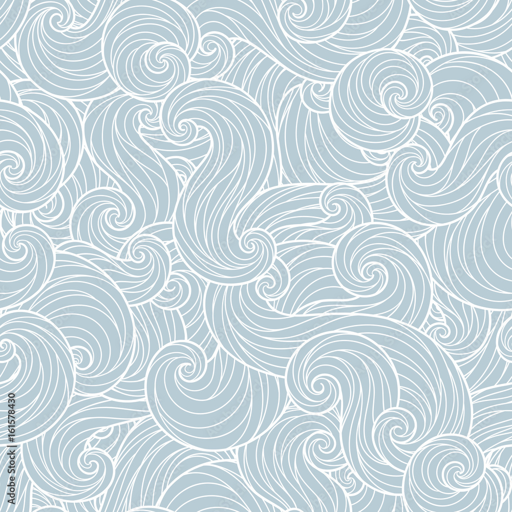 Seamless abstract hand-drawn waves pattern