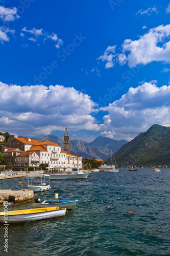 Village Perast on coast of Boka Kotor bay - Montenegro