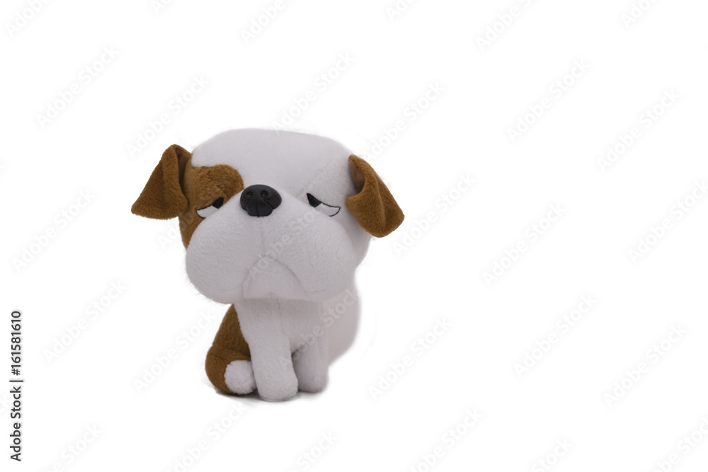 Naklejka premium Dog doll sitting ,Isolated on white background.