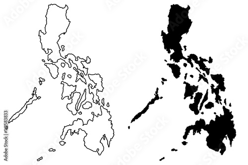 Philippines map vector illustration, scribble sketch Philippines