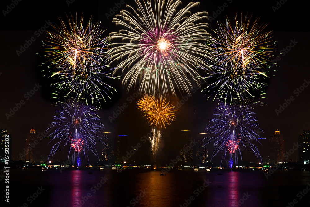 Colorful fireworks display for celebration 