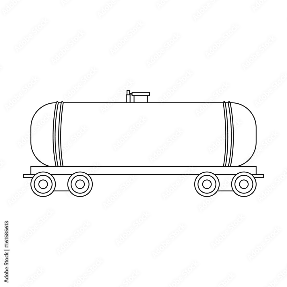 Railway tank car.Oil single icon in outline style vector symbol stock  illustration web. Stock Vector
