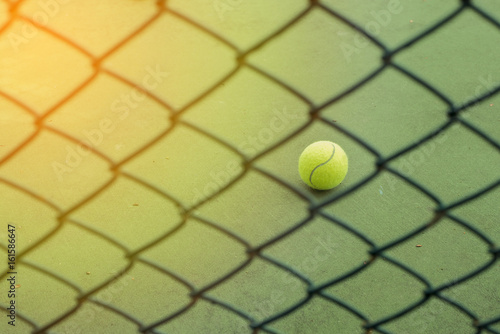 Tennis Ball In Tennis Court ,Health must exercise.