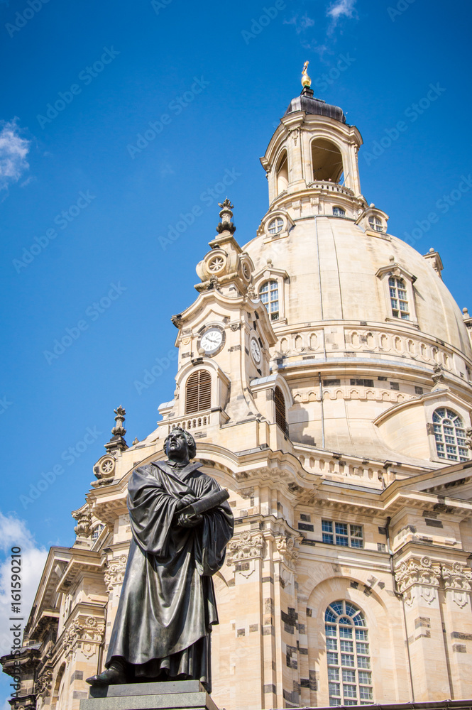 Frauenkirche and Martin Luther, the ancient city of Dresden, Germany