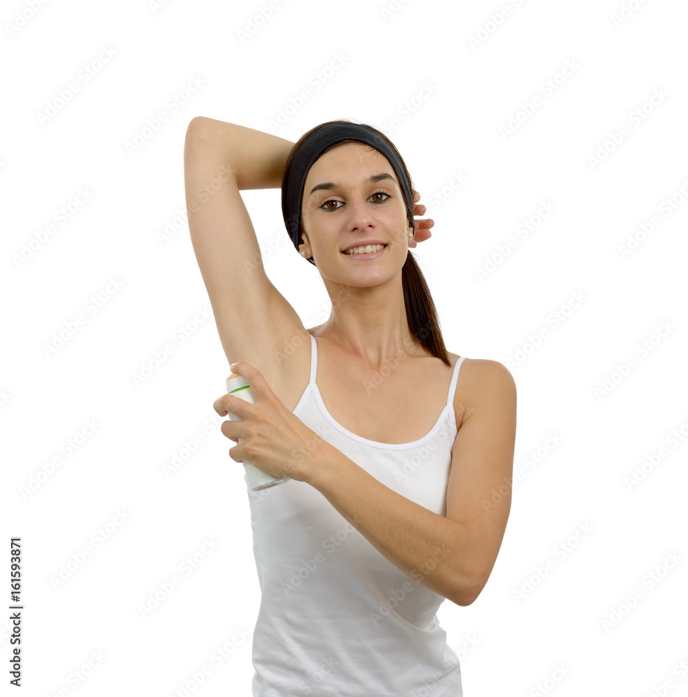 pretty woman with antiperspirant deodorant pretty woman with antiperspirant deodorant
