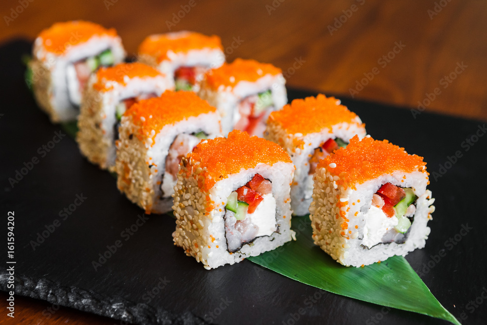 Delicious rolls with fish and cheese Delicious rolls with fish and cheese
