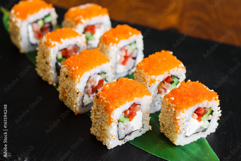 Delicious rolls with fish and cheese Delicious rolls with fish and cheese