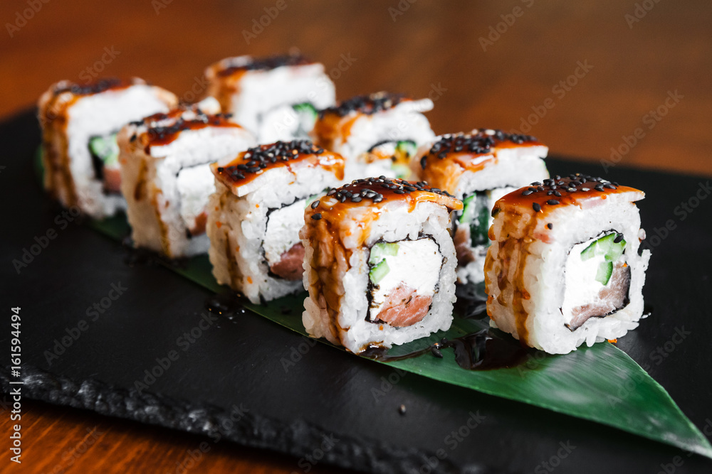 Delicious rolls with fish and cheese Delicious rolls with fish and cheese