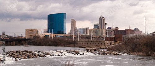 Downtown City Skyline Indianapolis Indiana White River