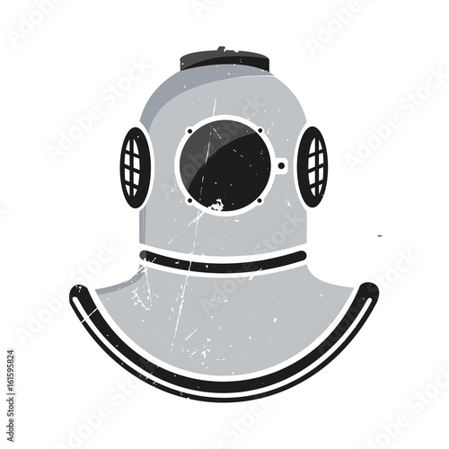 Taucheranzug Logo, Retro Taucher, alter Taucheranzug