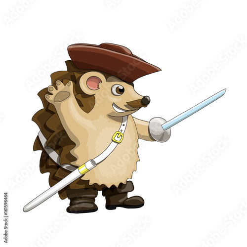 Hedgehog pirate with a saber