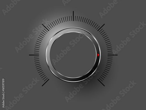Volume button, sound control, music knob with texture and scale