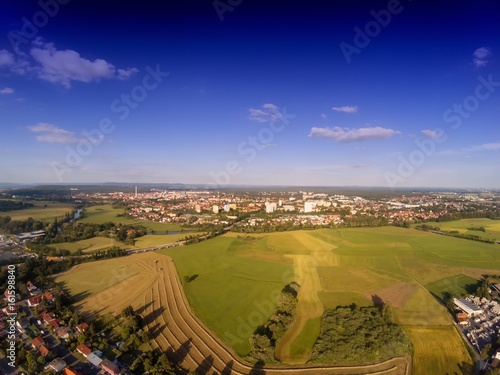Aerial photo of the landscape near the main-danube channel near Erlangen in Bavaria