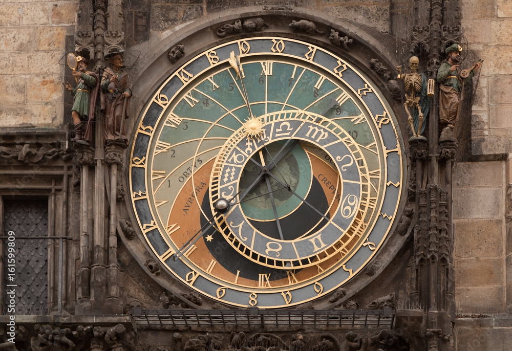 The historical medieval astronomical Clock on the Old Town Hall in Prague, Czech Republic