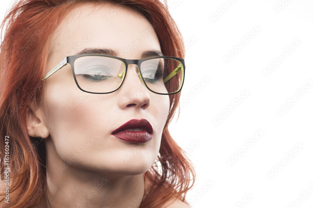 Eyewear glasses woman portrait isolated on white. Spectacle frame type 2 Eyewear glasses woman portrait isolated on white. Spectacle frame type 2