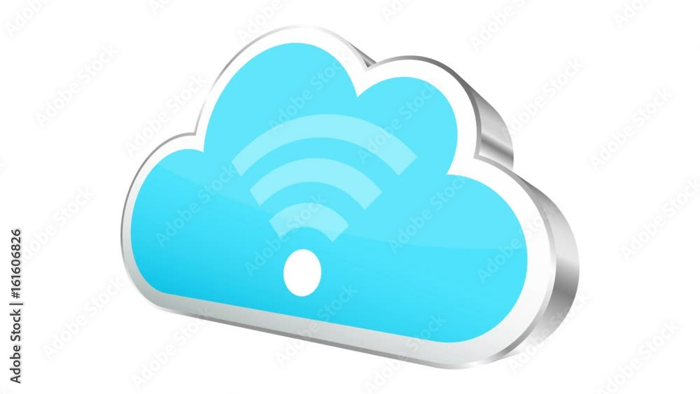 Cloud Wi-Fi Icon Moving Blue/Silver Cloud Wi-Fi Icon Moving Blue/Silver