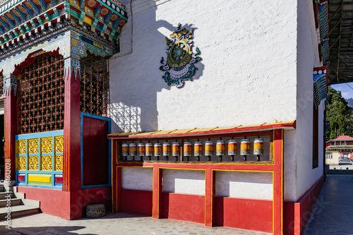 Tibetan bells in front of Tibetan Buddhism Temple entrance in Sikkim, India. photo