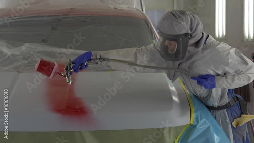 Footage of a car being painted 