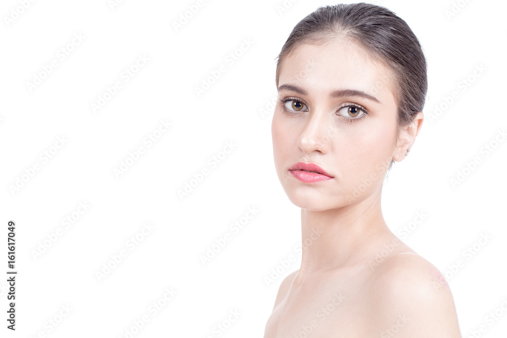 Beautiful Woman Face Portrait Beauty with maleup concept. Fashion Beauty Model isolated on white, 20s year old. Beautiful Woman Face Portrait Beauty with maleup concept. Fashion Beauty Model isolated on white, 20s year old.