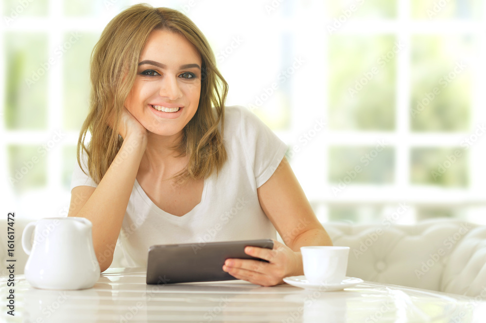woman using digital tablet woman using digital tablet