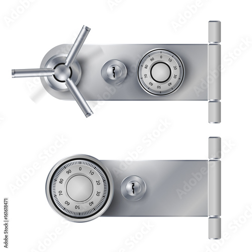 Combination Lock, Realistic Metal Vector Illustration. For Safety Illustration. Security Concept. Metal Steel Lock For Safety And Privacy. Protection Concept