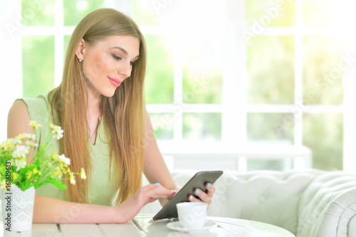 woman using  digital tablet 