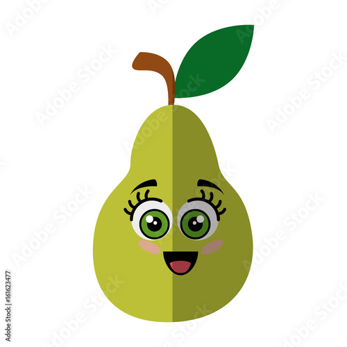 pear fruit with cartoon face icon over white background vector illustration