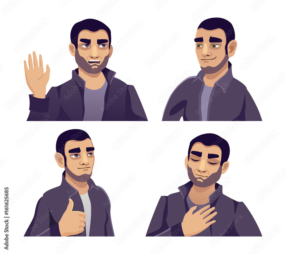 set of emotional men. vector illustration set of emotional men. vector illustration